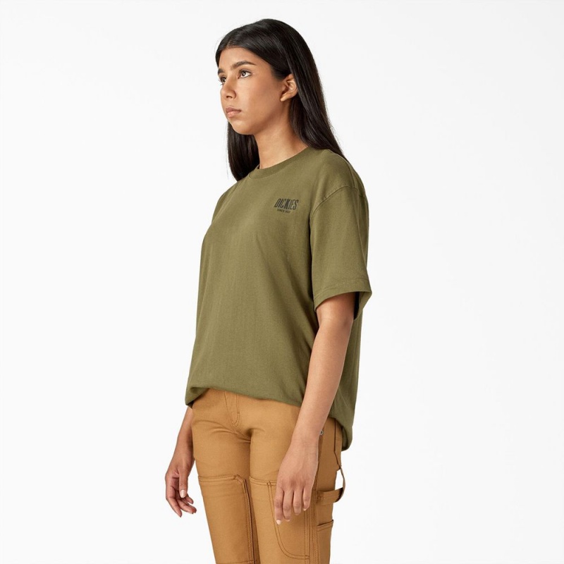 Green Men's Dickies Built to Last Heavyweight T-Shirt | LAZ716539