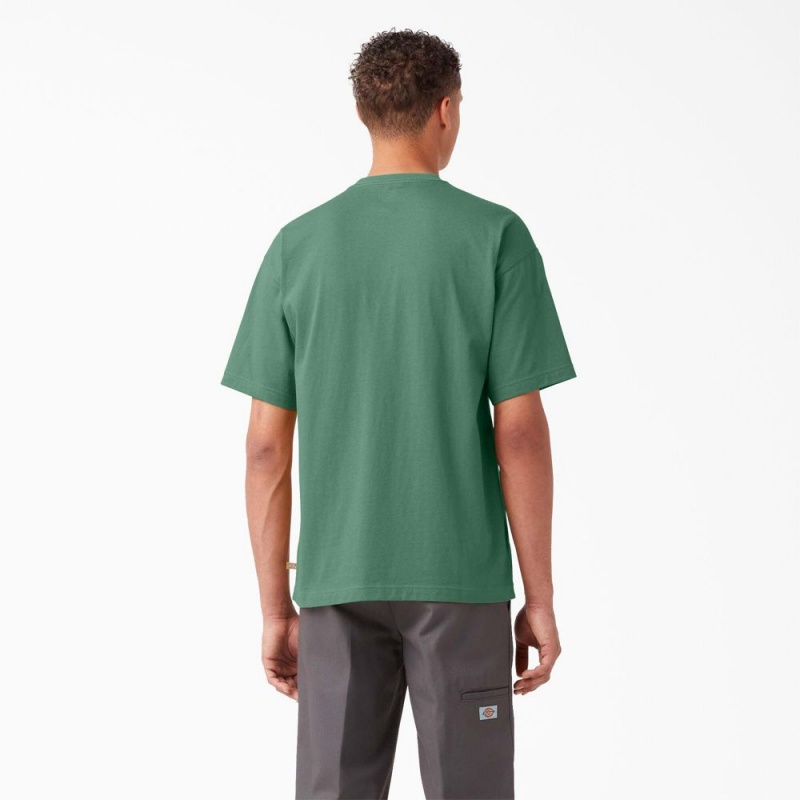 Green Men's Dickies Chest Logo Pocket T-Shirt | WCY518732