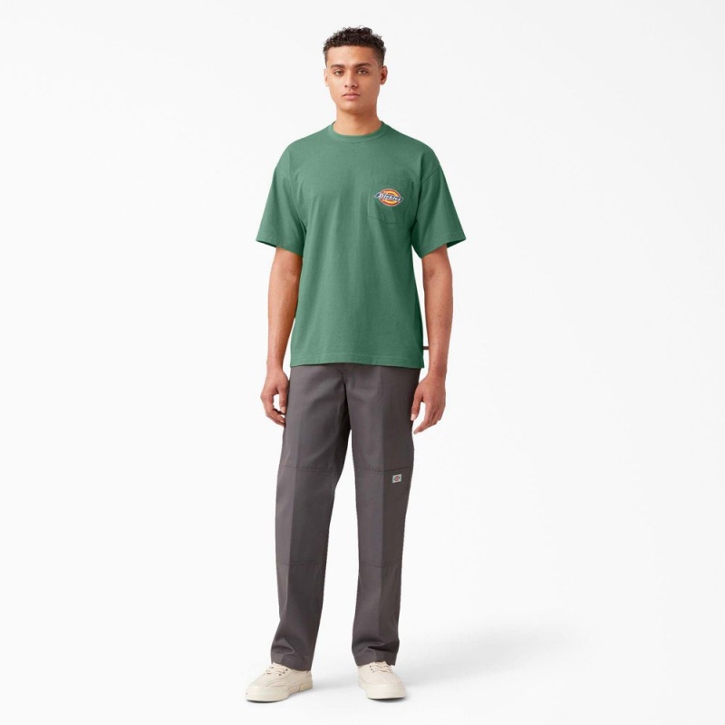 Green Men's Dickies Chest Logo Pocket T-Shirt | WCY518732