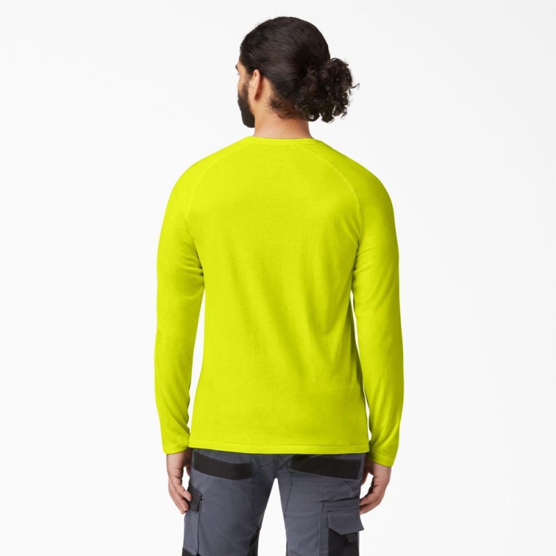 Green Men's Dickies Cooling Long Sleeve Pocket T-Shirt | VPL192657