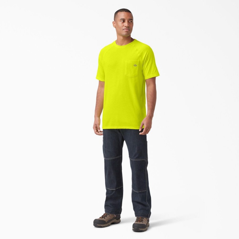 Green Men's Dickies Cooling Short Sleeve Pocket T-Shirt | VKB346217