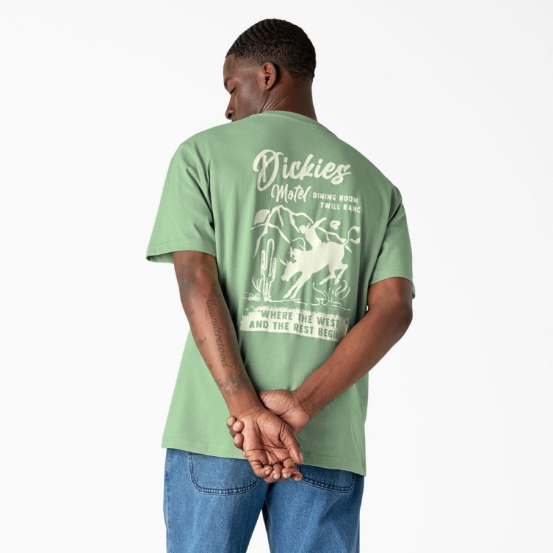 Green Men\'s Dickies Dighton Graphic T-Shirt | UBI051783