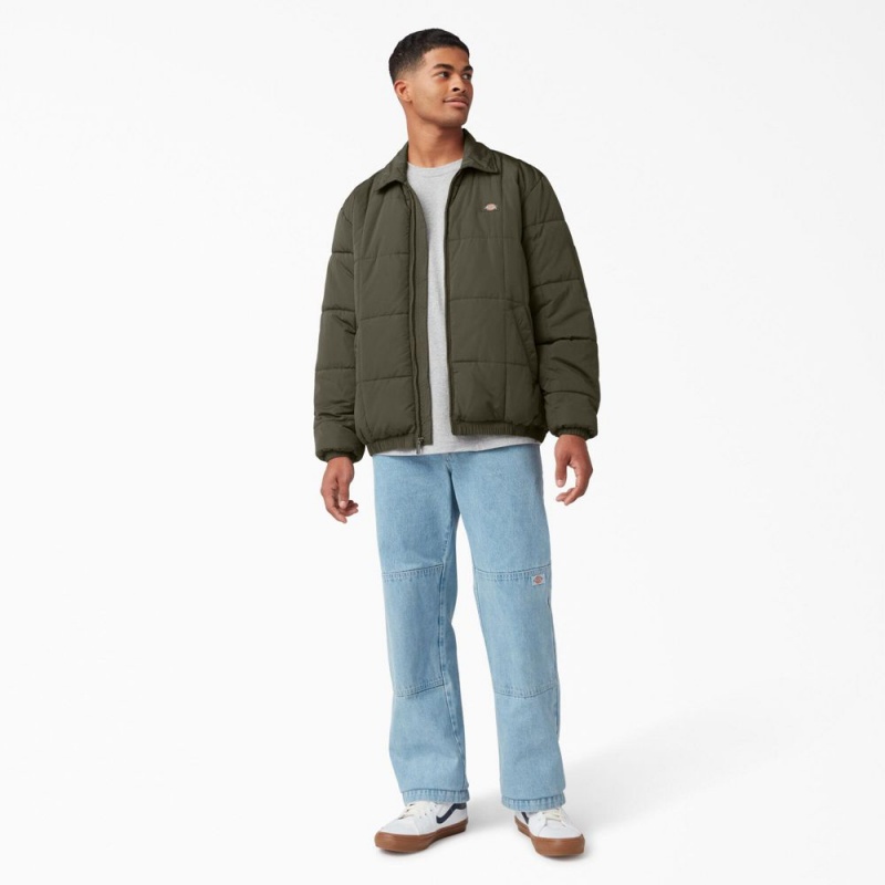 Green Men's Dickies Eisenhower Puffer Jacket | MFA123874