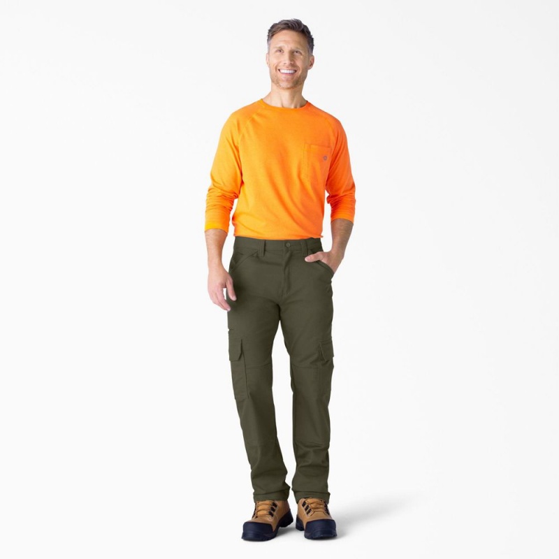 Green Men's Dickies FLEX DuraTech Relaxed Fit Duck Cargo Pants | VQH903185