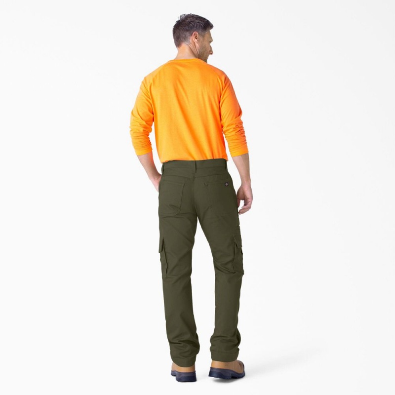 Green Men's Dickies FLEX DuraTech Relaxed Fit Duck Cargo Pants | VQH903185