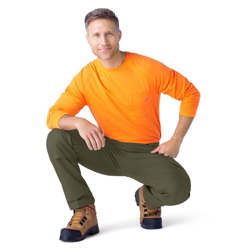 Green Men's Dickies FLEX DuraTech Relaxed Fit Duck Cargo Pants | VQH903185