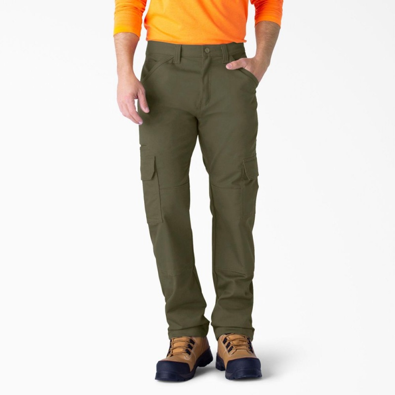 Green Men\'s Dickies FLEX DuraTech Relaxed Fit Duck Cargo Pants | VQH903185