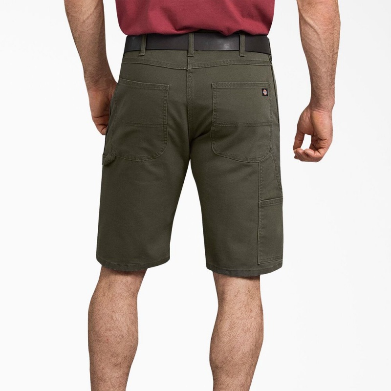 Green Men's Dickies FLEX Regular Fit Duck Carpenter Shorts | WQL198372