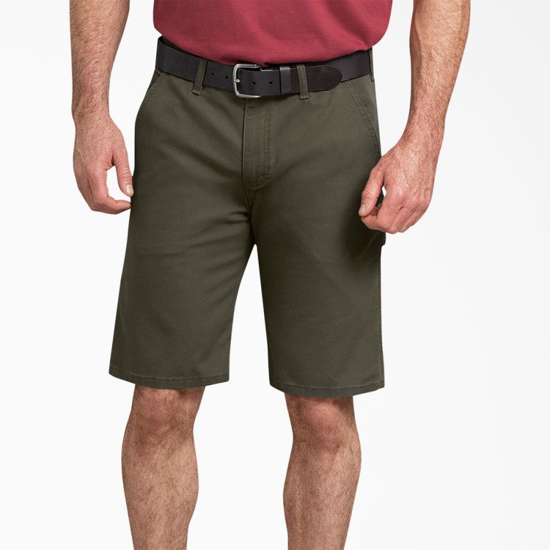 Green Men\'s Dickies FLEX Regular Fit Duck Carpenter Shorts | WQL198372