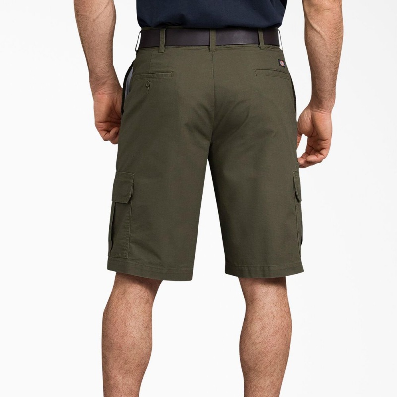 Green Men's Dickies FLEX Regular Fit Ripstop Cargo Shorts | CXS509782