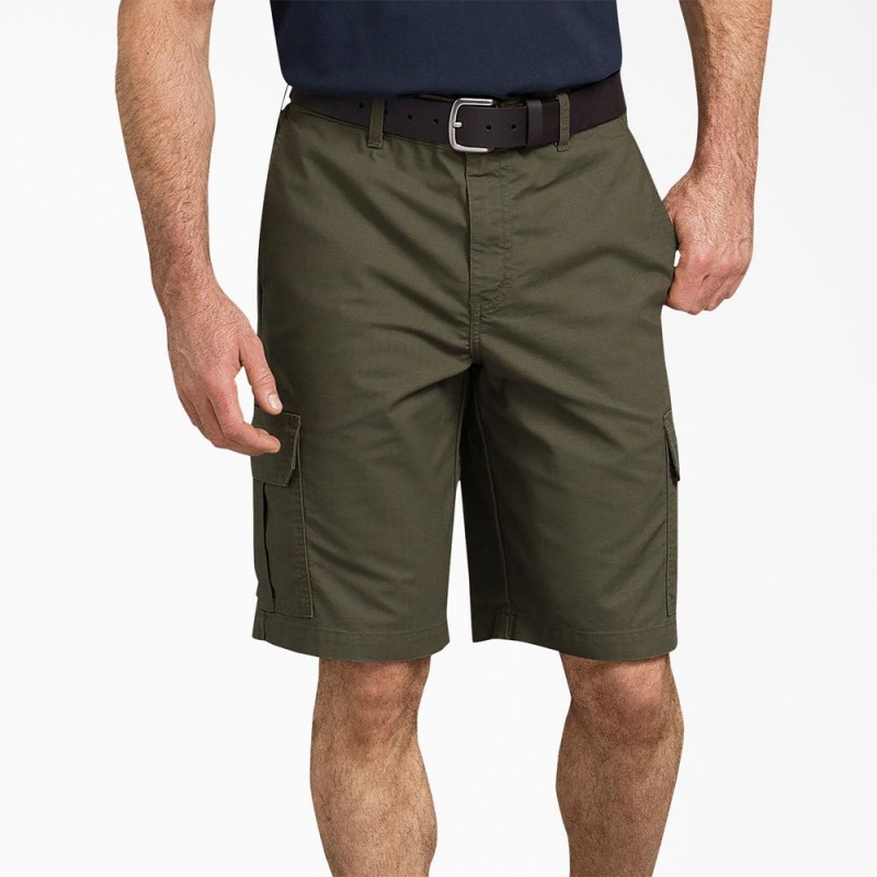 Green Men\'s Dickies FLEX Regular Fit Ripstop Cargo Shorts | CXS509782