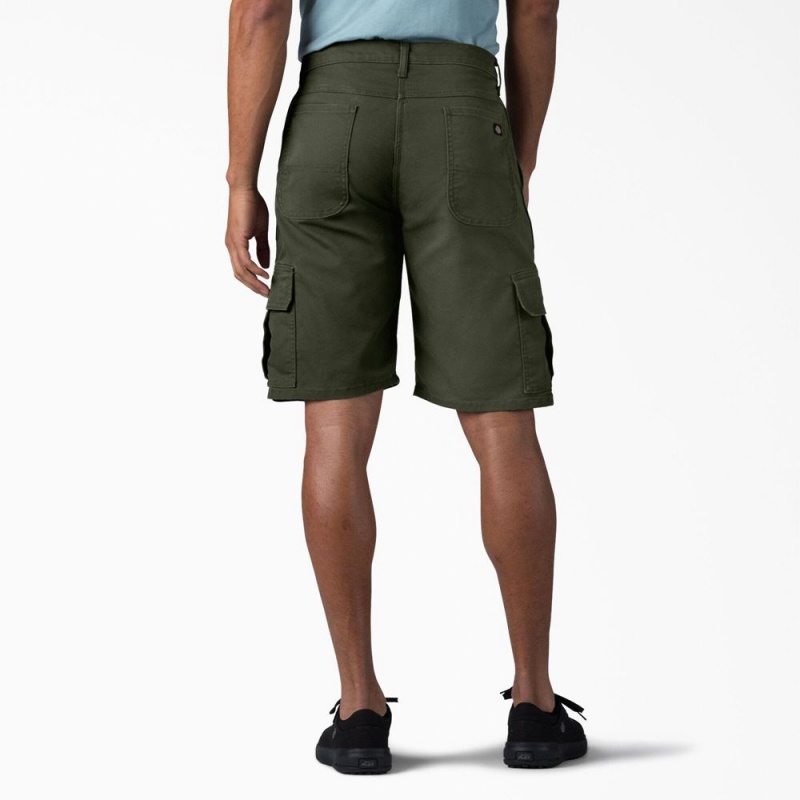 Green Men's Dickies FLEX Relaxed Fit Duck Cargo Shorts | DTI530496