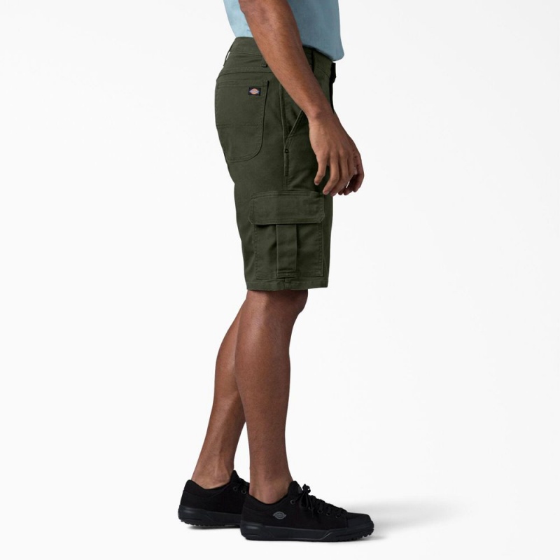 Green Men's Dickies FLEX Relaxed Fit Duck Cargo Shorts | DTI530496