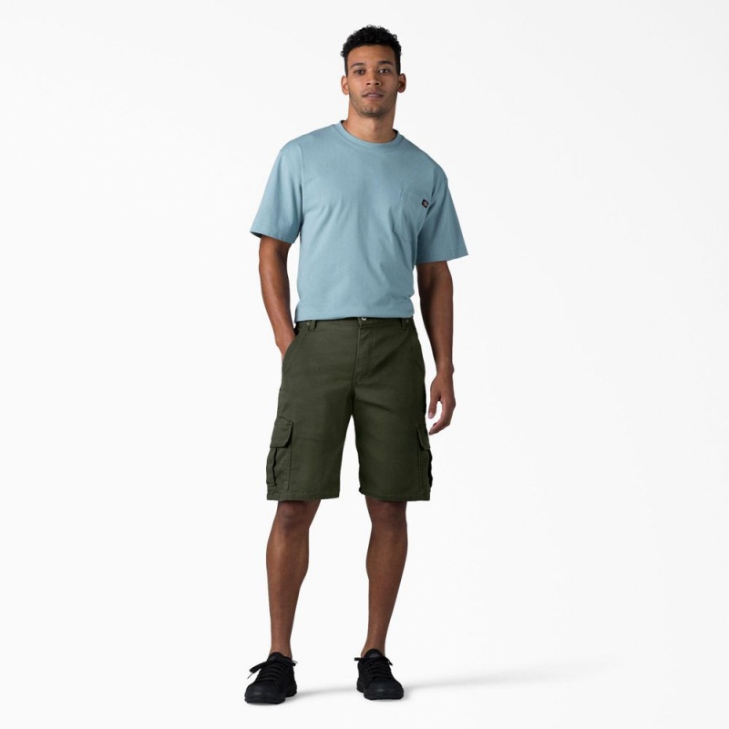 Green Men's Dickies FLEX Relaxed Fit Duck Cargo Shorts | DTI530496