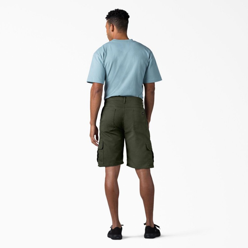 Green Men's Dickies FLEX Relaxed Fit Duck Cargo Shorts | DTI530496