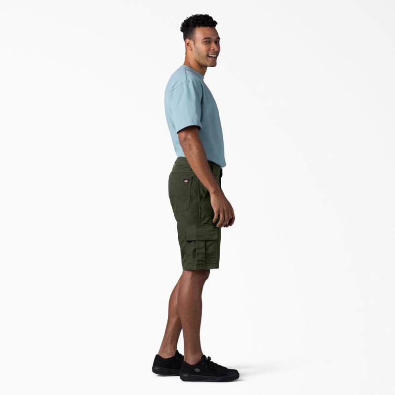 Green Men's Dickies FLEX Relaxed Fit Duck Cargo Shorts | DTI530496