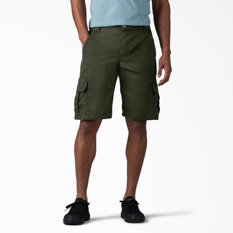 Green Men\'s Dickies FLEX Relaxed Fit Duck Cargo Shorts | DTI530496