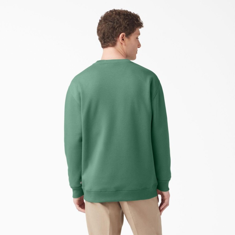 Green Men's Dickies Fleece Embroidered Chest Logo Sweatshirt | PRC094523