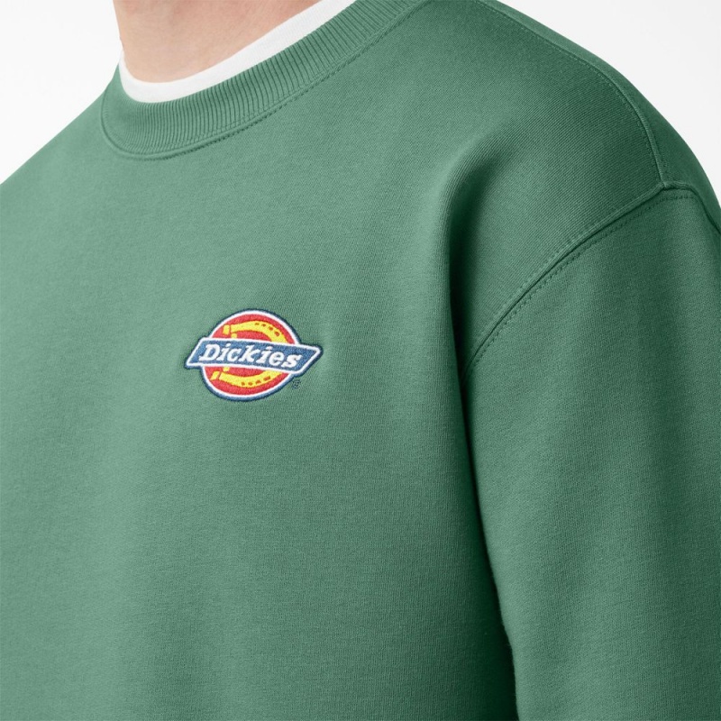 Green Men's Dickies Fleece Embroidered Chest Logo Sweatshirt | PRC094523