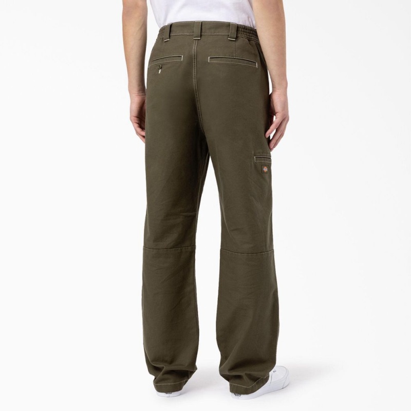 Green Men's Dickies Florala Relaxed Fit Double Knee Pants | TBY687234