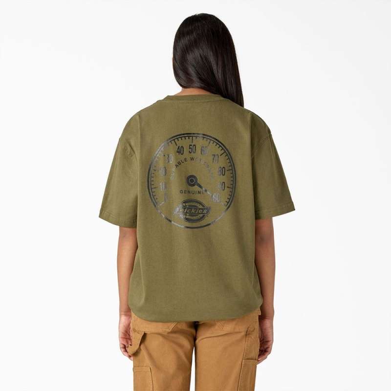 Green Men's Dickies Full Throttle Heavyweight T-Shirt | OIC068479