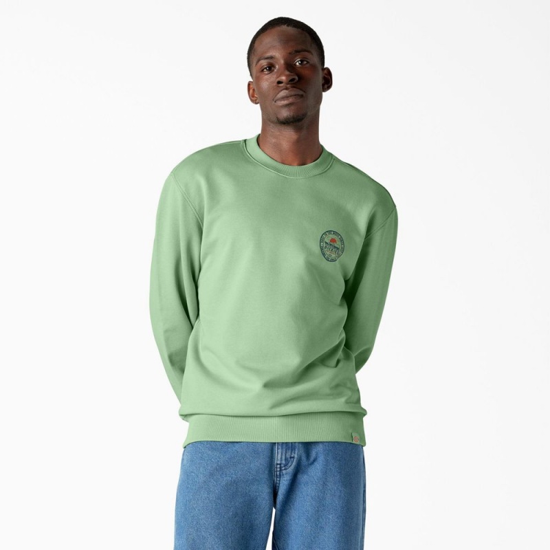 Green Men's Dickies Greensburg Graphic Sweatshirt | FBC524680