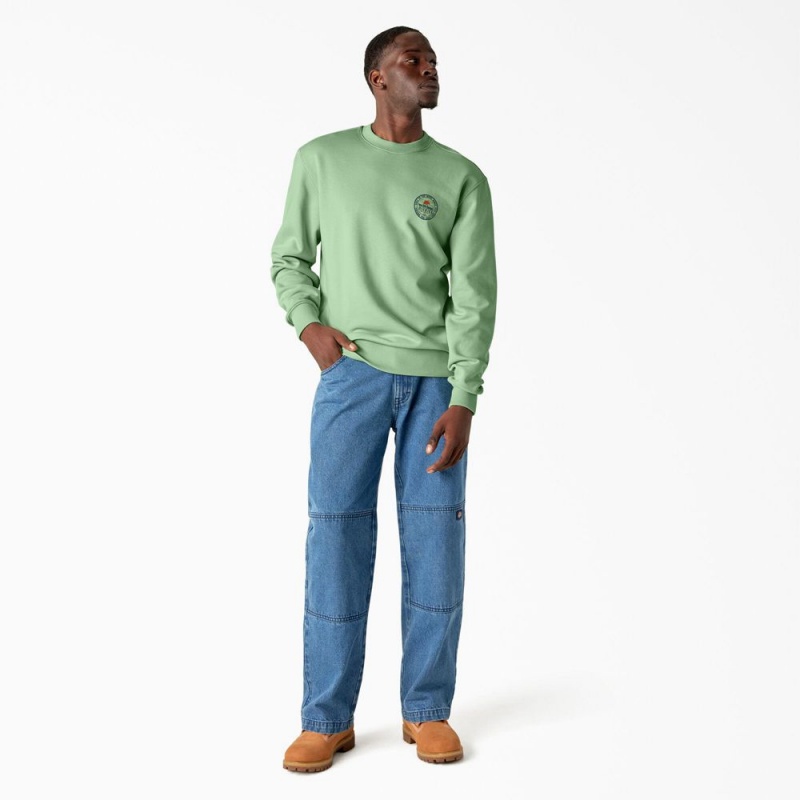 Green Men's Dickies Greensburg Graphic Sweatshirt | FBC524680