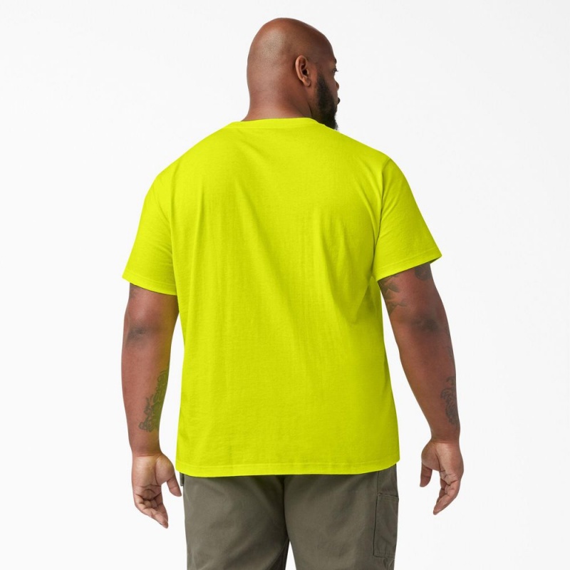 Green Men's Dickies Heavyweight Neon Short Sleeve Pocket T-Shirt | KQM016293