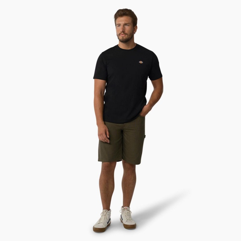 Green Men's Dickies Hickory Stripe Carpenter Shorts | KLV457690