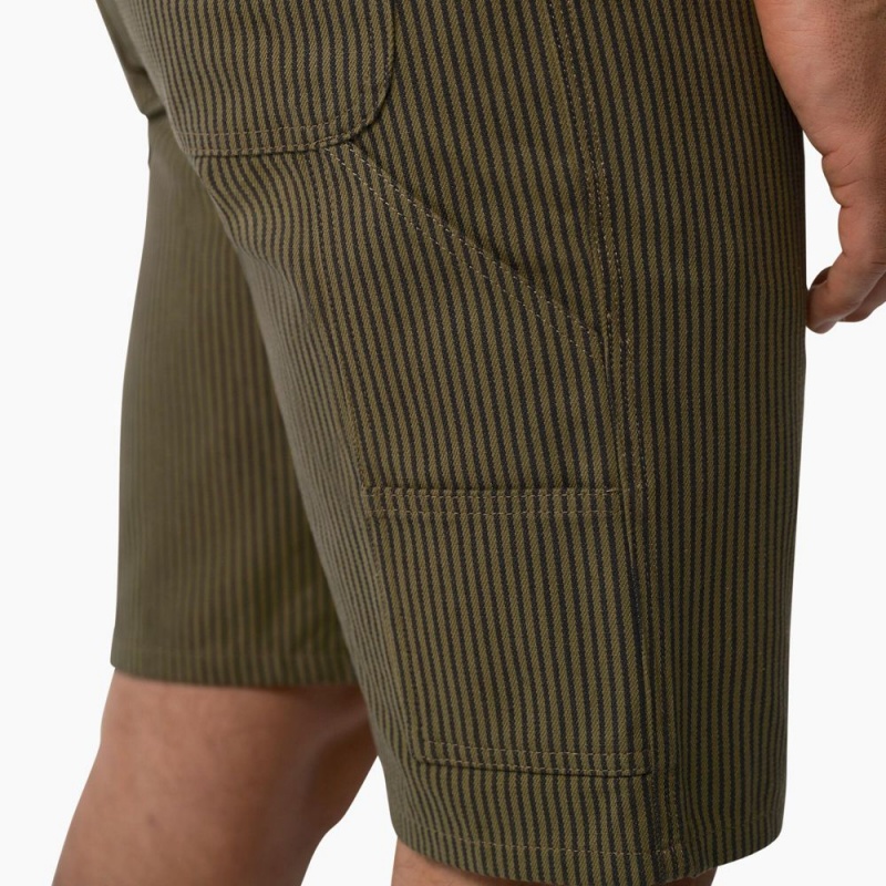 Green Men's Dickies Hickory Stripe Carpenter Shorts | KLV457690