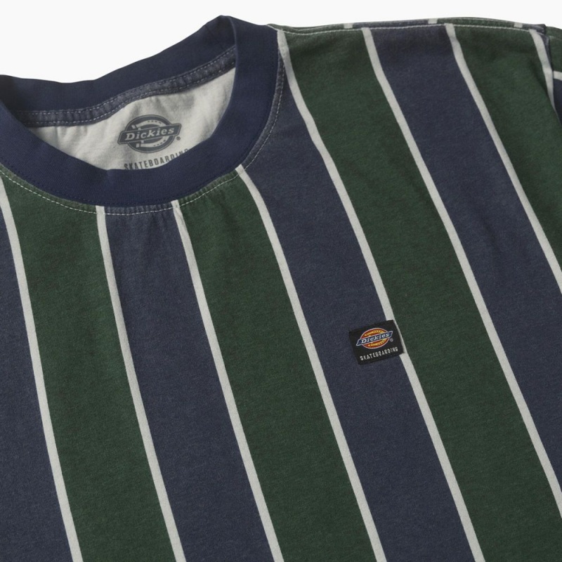 Green Men's Dickies Jake Hayes Striped T-Shirt | DRW560273