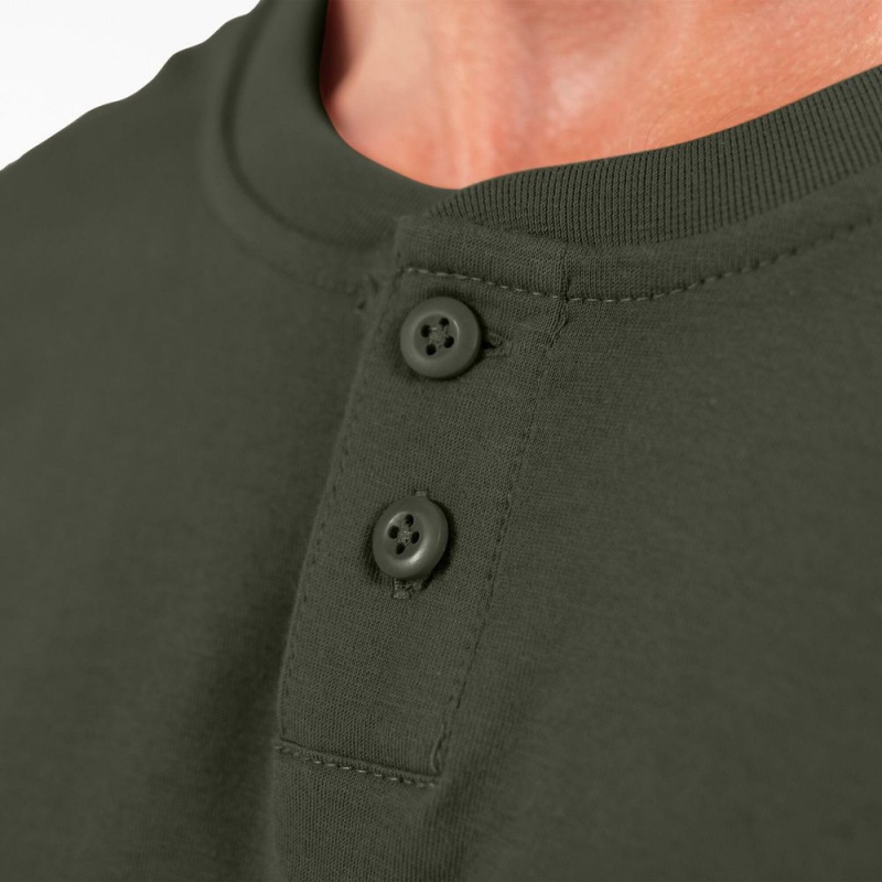 Green Men's Dickies Long Sleeve Henley T-Shirt | UQL526384