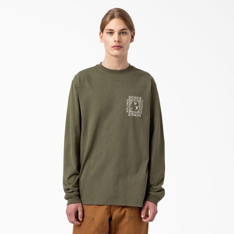 Green Men's Dickies Marbury Long Sleeve T-Shirt | AWT563814