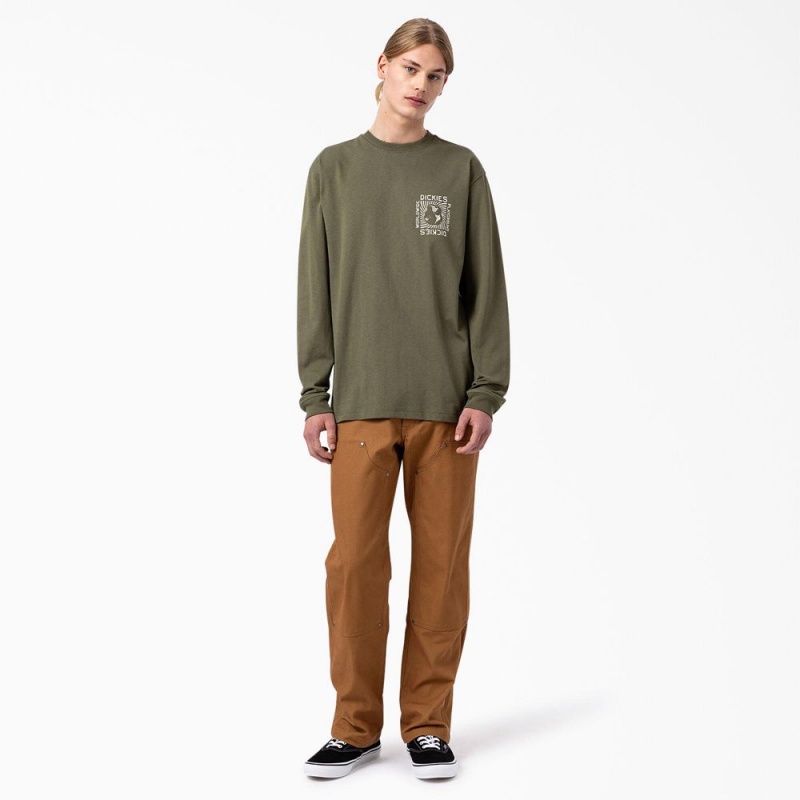 Green Men's Dickies Marbury Long Sleeve T-Shirt | AWT563814