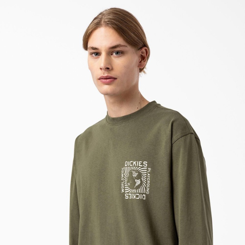 Green Men's Dickies Marbury Long Sleeve T-Shirt | AWT563814