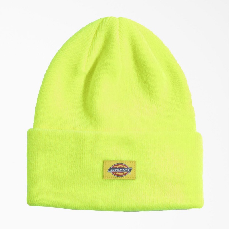 Green Men\'s Dickies Neon Cuffed Beanie | TIF534609