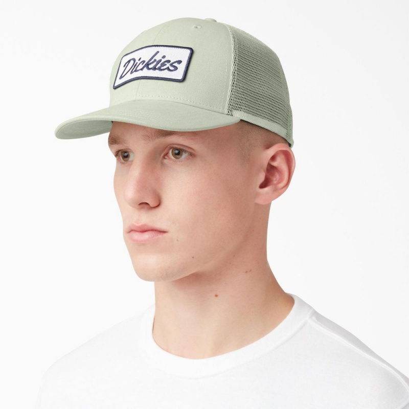 Green Men's Dickies Patch Logo Trucker Cap | NWR395876