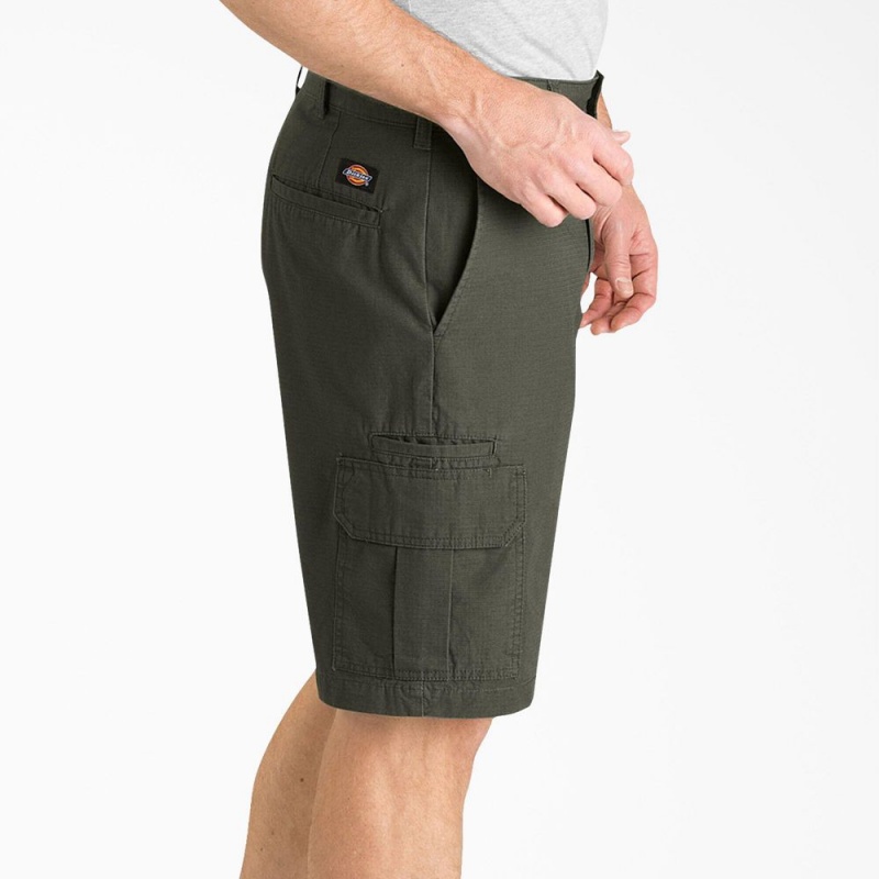 Green Men's Dickies Relaxed Fit Ripstop Cargo Shorts | SVR184350