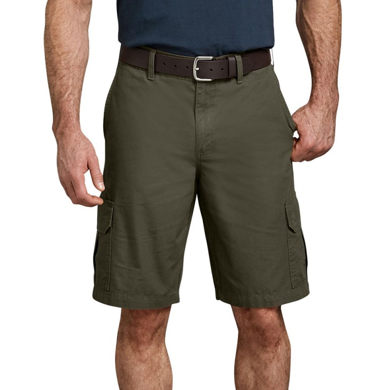 Green Men's Dickies Relaxed Fit Ripstop Cargo Shorts | SVR184350