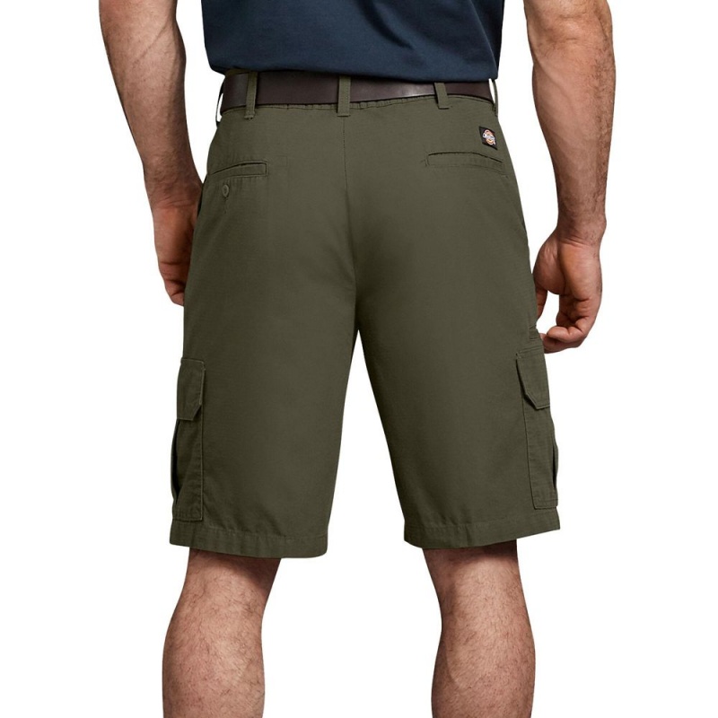 Green Men's Dickies Relaxed Fit Ripstop Cargo Shorts | SVR184350