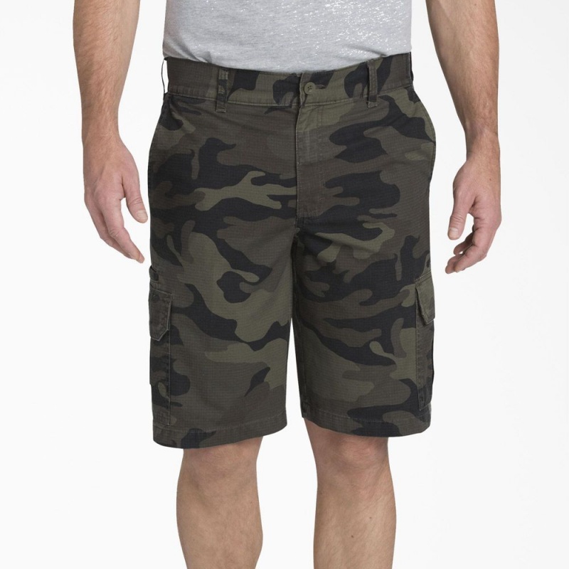 Green Men\'s Dickies Relaxed Fit Ripstop Cargo Shorts | MYJ325048