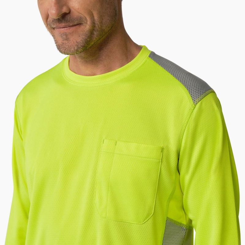 Green Men's Dickies Temp-iQ® 365 Long Sleeve Pocket T-Shirt | ABM514076