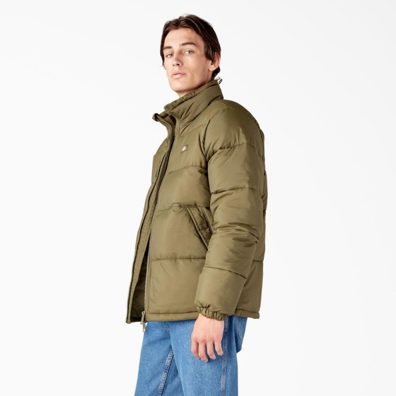 Green Men's Dickies Waldenburg Puffer Jacket | VOK516247