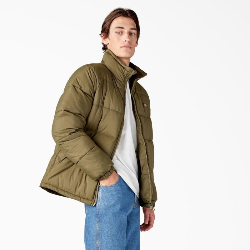 Green Men's Dickies Waldenburg Puffer Jacket | VOK516247