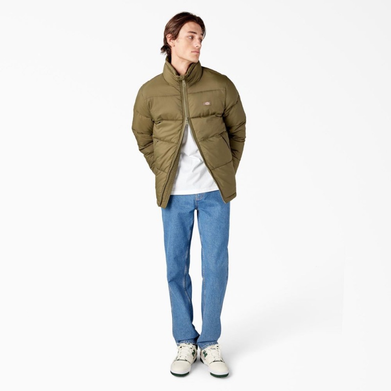 Green Men's Dickies Waldenburg Puffer Jacket | VOK516247