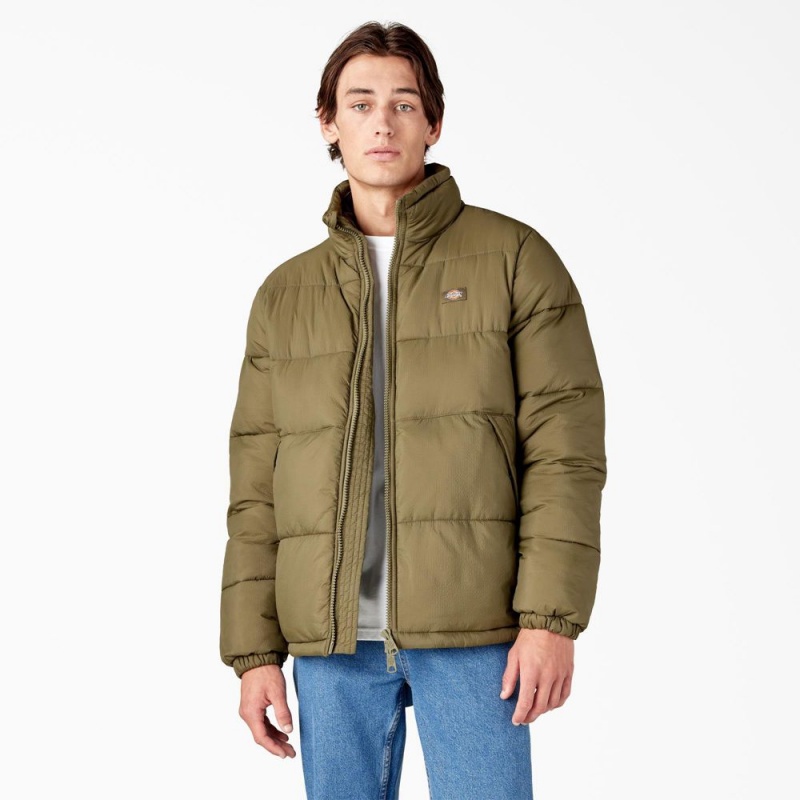 Green Men\'s Dickies Waldenburg Puffer Jacket | VOK516247