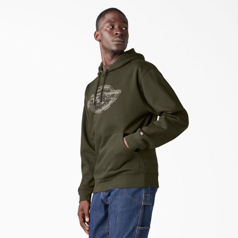 Green Men's Dickies Water Repellent Camo Logo Hoodie | PVF125764