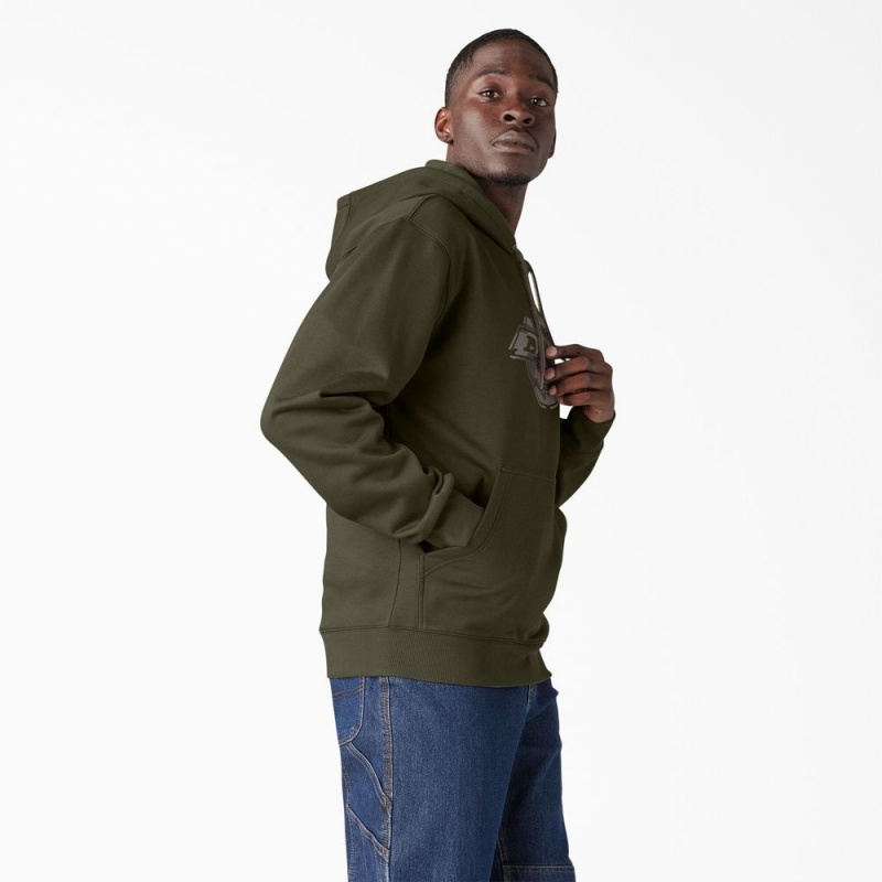 Green Men's Dickies Water Repellent Camo Logo Hoodie | PVF125764