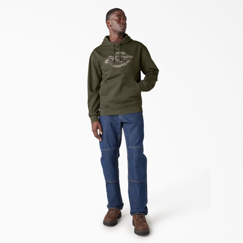 Green Men's Dickies Water Repellent Camo Logo Hoodie | PVF125764