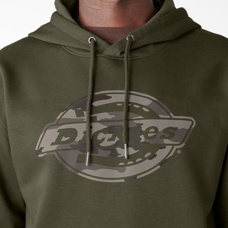 Green Men's Dickies Water Repellent Camo Logo Hoodie | PVF125764